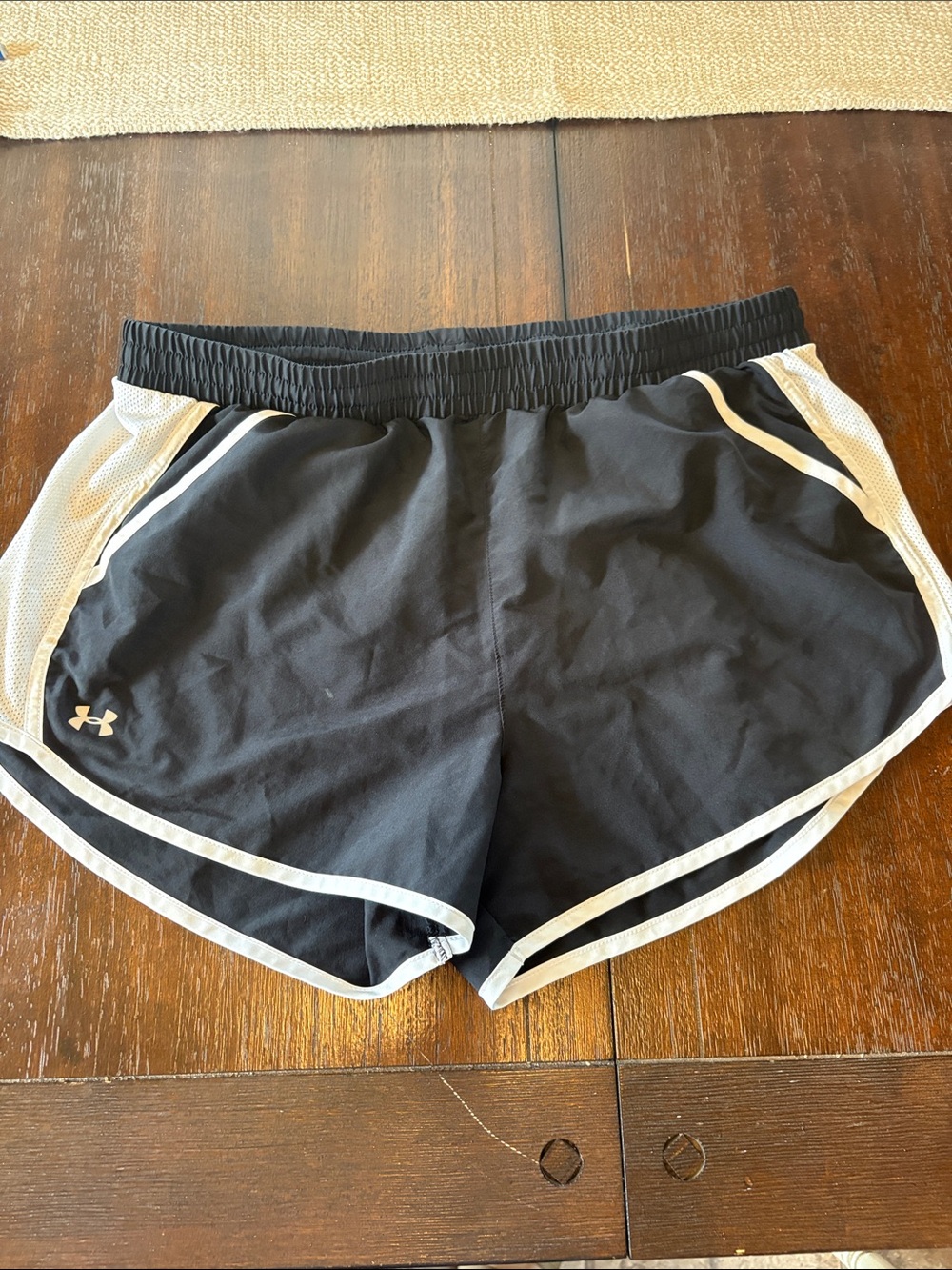 Under Armour Black Athletic Shorts with White Trim
